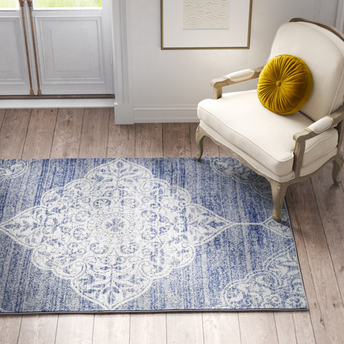 Kelly Clarkson Home Shelton Power Loom Performance Blue Rug Wayfair